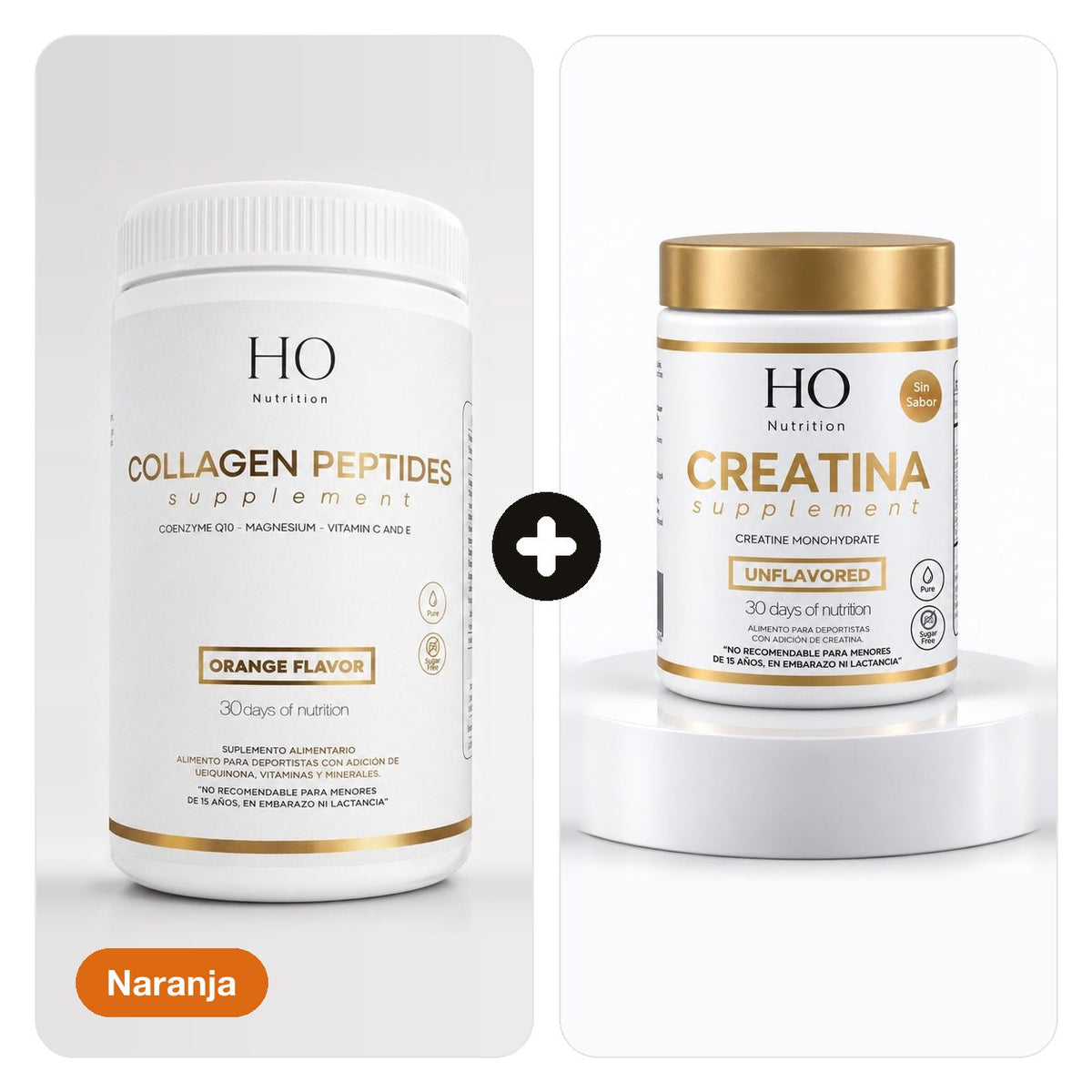 Pack Péptidos de Colágeno Hidrolizado Naranja + Creatina Ultra Pura HO Nutrition