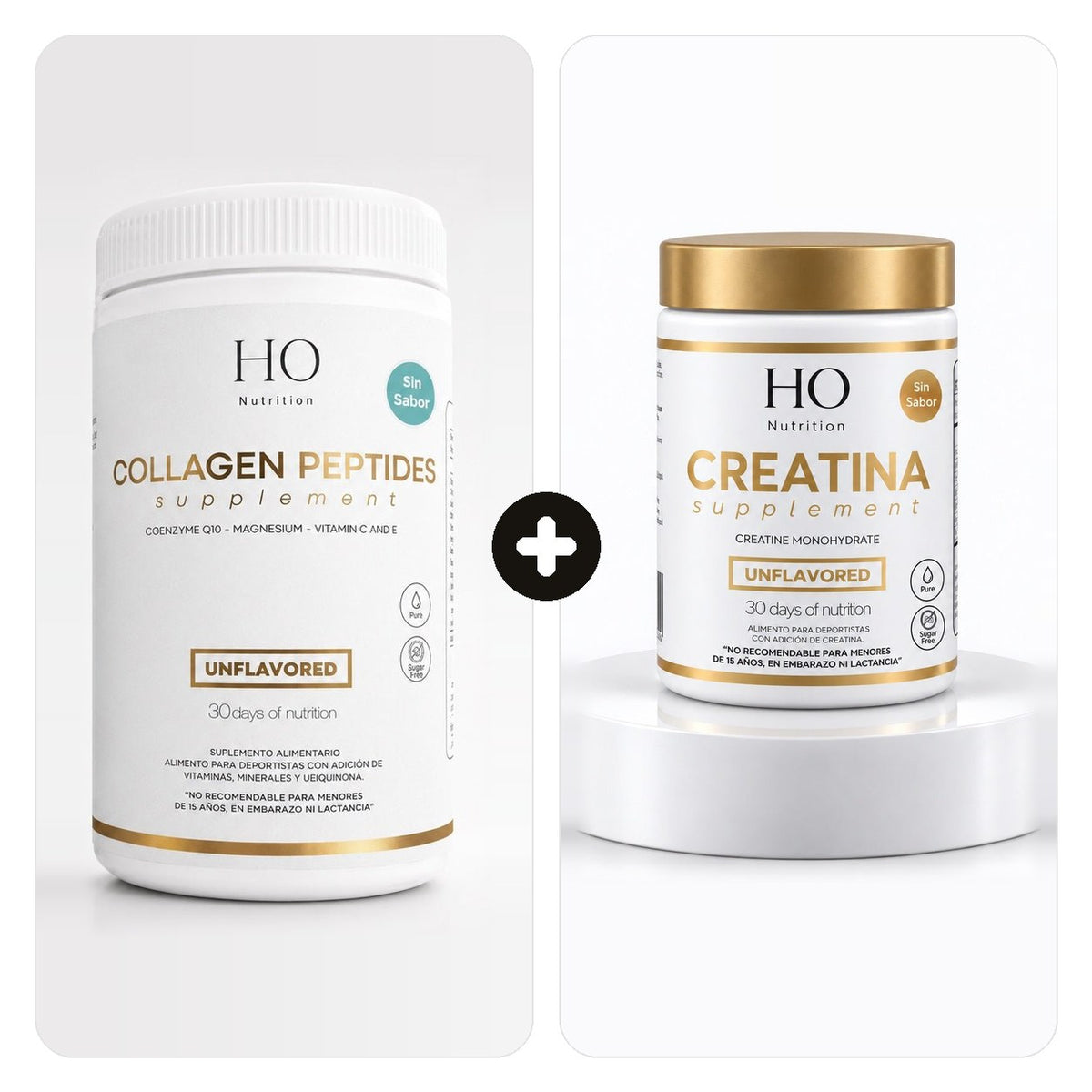 Pack Péptidos de Colágeno Hidrolizado Sin Sabor + Creatina Ultra Pura HO Nutrition